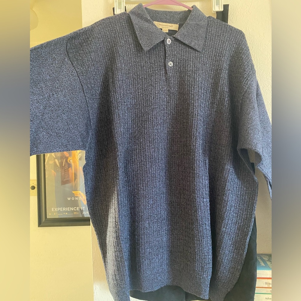 Pronto Uomo Long Sleeve shirt. Grey Blue Size XLarge